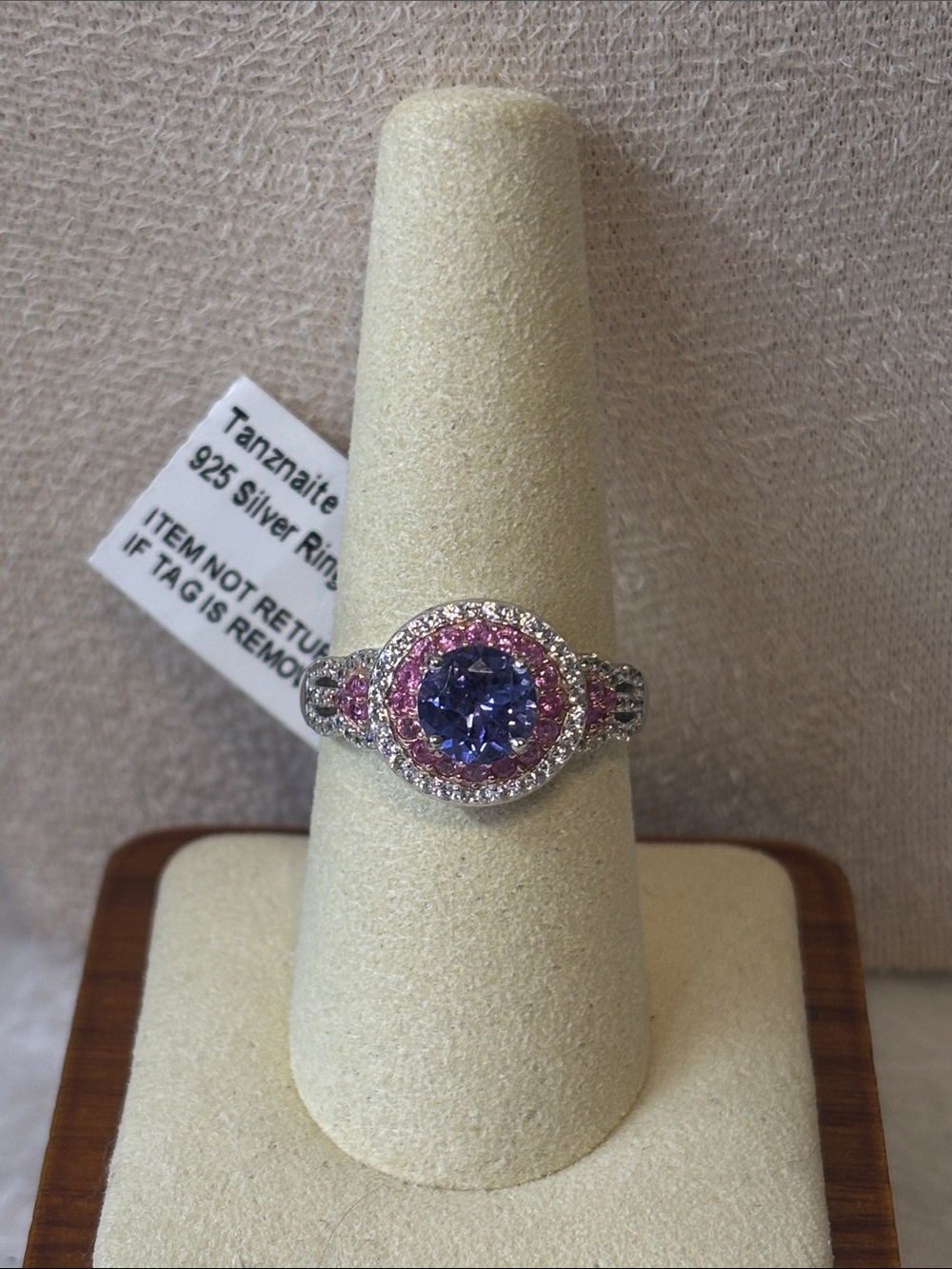 2.15 ctw Tanzanite & Pink Sapphire 18k Rose Gold & 925 Sterling Silver Ring